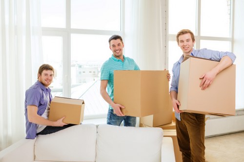 Packed boxes prepared for small removals in Chiswick
