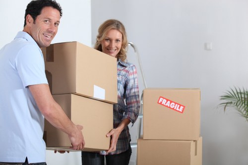 Packed student belongings ready for storage in Chiswick